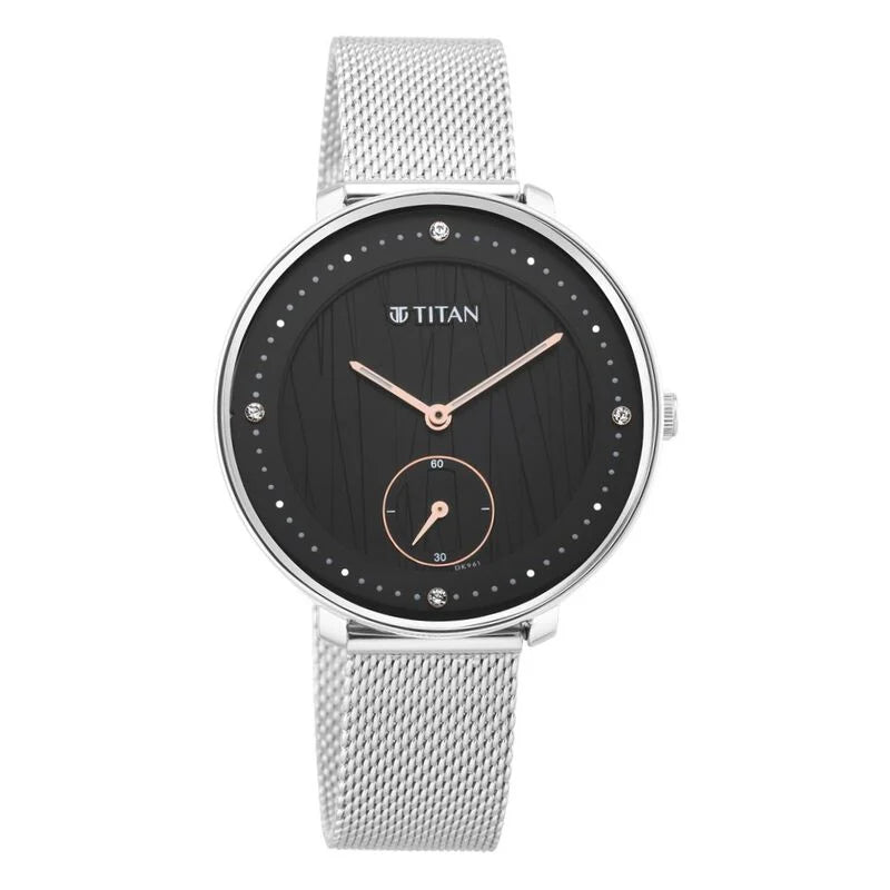 Titan Women's Svelte Black Multi-Function Watch with Metal Strap / 2651SM01