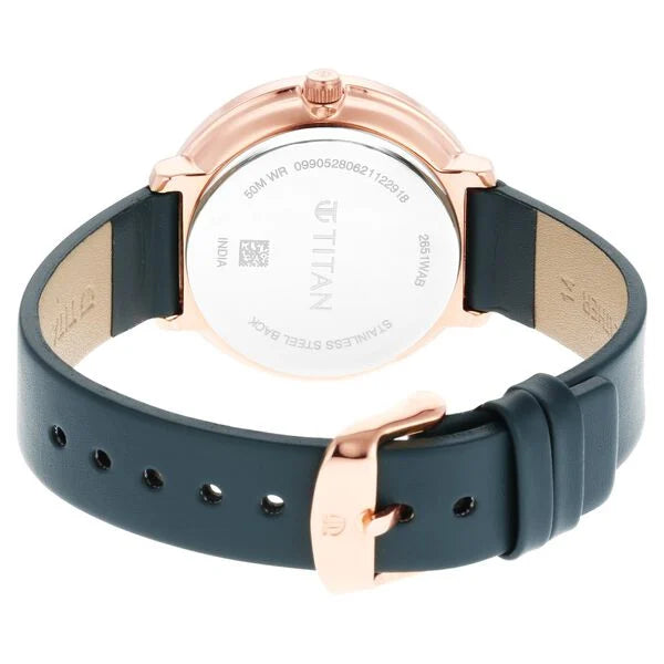 Titan Women's Svelte Black: Multi-Function Watch with Leather Strap 2651wl02