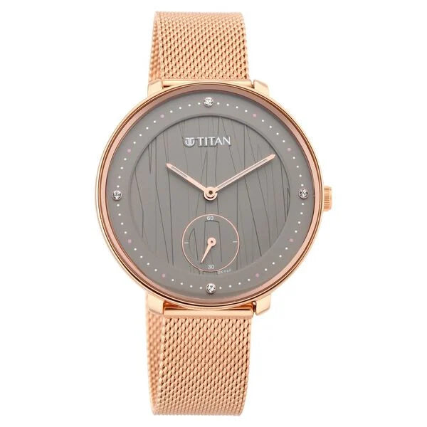 Titan Workwear Black Dial Women Watch With Stainless Steel Strap 2651wm01
