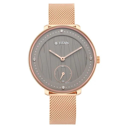 Titan Workwear Black Dial Women Watch With Stainless Steel Strap 2651wm01