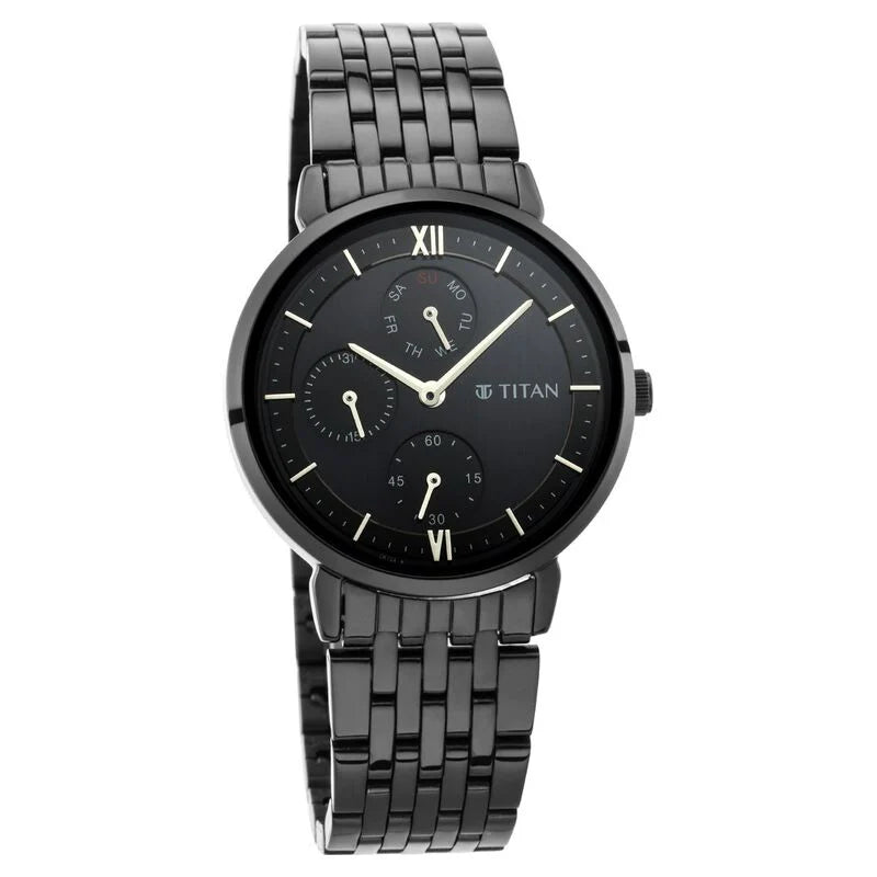 Titan Women's Regal: Roman Numeral Black Dial & Metal Strap Watch - 2652NM01 - KRISHNA WATCH COMPANY