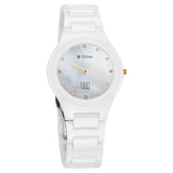 Titan Edge Ceramic Quartz in Arctic White with Diamonds and Rich Mother Of Pearl Dial Watch for Women 2653KC03