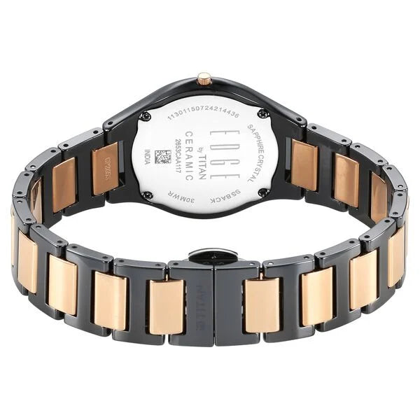 Titan Edge Ceramic Quartz Analog Black Dial Ceramic Strap Watch For Women 2653kc05