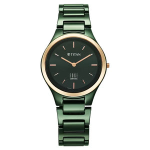 Titan Edge Bicolour Quartz Analog Green Dial Green Ceramic Strap Watch For Women 2653kc12 - KRISHNA WATCH COMPANY