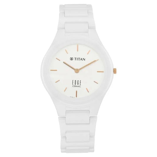 Titan Edge Ceramic Quartz in Arctic White Dial Watch for Women 2653qc04