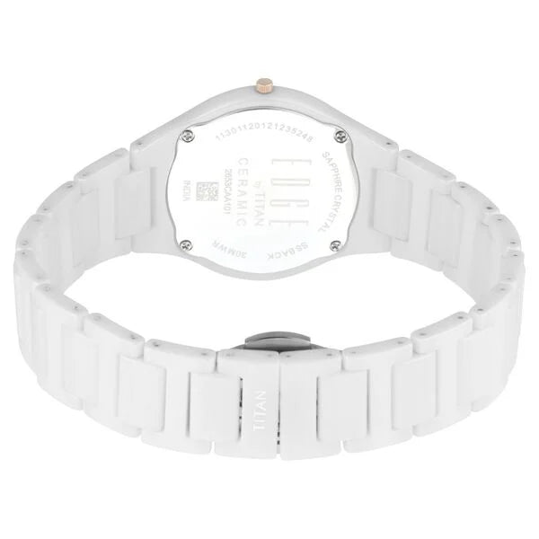 Titan Edge Ceramic Quartz in Arctic White Dial Watch for Women 2653qc04