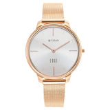 Titan Ladies Edge White Dial Rose Gold Stainless Steel Strap Watch 2654WM01 / NS2654WM01