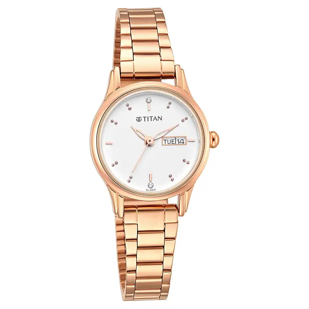 Titan Lagan Silver Dial Metal Strap Watch - 2656WM01 - KRISHNA WATCH COMPANY