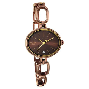 Titan Raga Viva Brown Dial Analog Metal Strap Watch for Women - 2667QM01 - KRISHNA WATCH COMPANY