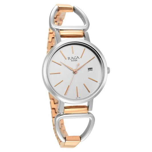 Titan Silver Dial Quartz Analog with Date Watch for Women / 2669KM01