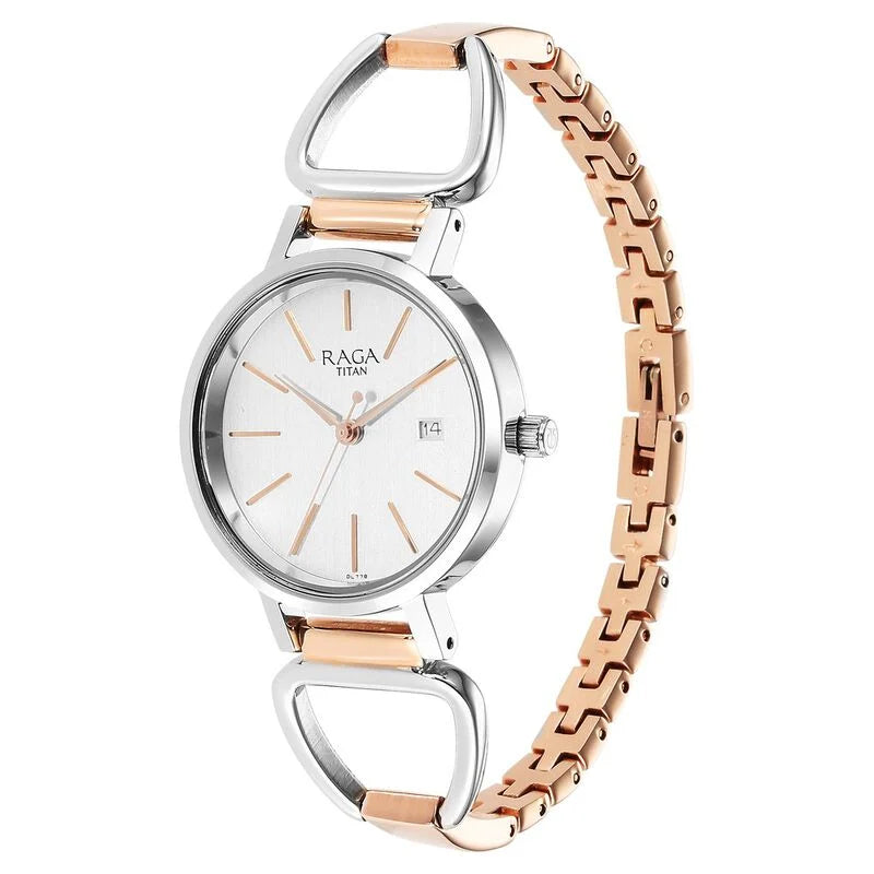 Titan Silver Dial Quartz Analog with Date Watch for Women / 2669KM01
