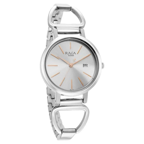 Titan Raga Viva Silver Analog Date Metal Strap watch for Women ns2669sm01 / 2669sm01