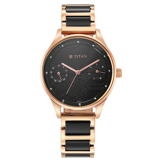 Titan Purple Acetate Black Dial Brass & Acetate Strap Watch 2670WD01