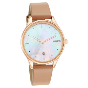 Titan Pastel Dreams Mother Of Pearl Dial Analog Leather Strap watch for Women / 2670WL03 - KRISHNA WATCH COMPANY
