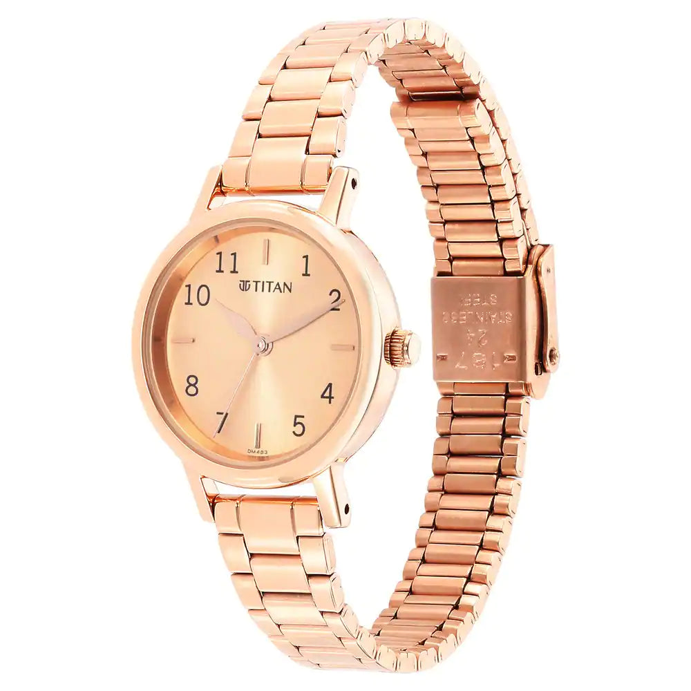 Titan Ladies Karishma Rose Gold Dial Metal Strap Watch 2678WM01