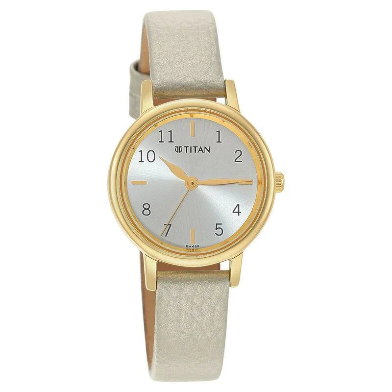 Titan Karishma Grey Dial Analog Leather Strap watch for WoMen 2678YL01