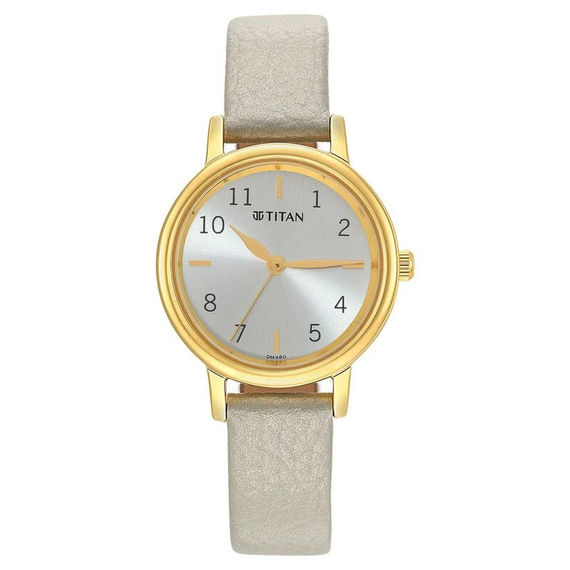Titan Karishma Grey Dial Analog Leather Strap watch for WoMen 2678YL01