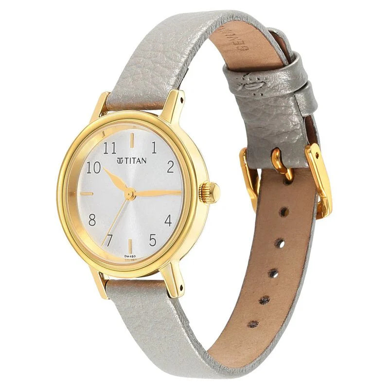 Titan Karishma Grey Dial Analog Leather Strap watch for WoMen 2678YL01