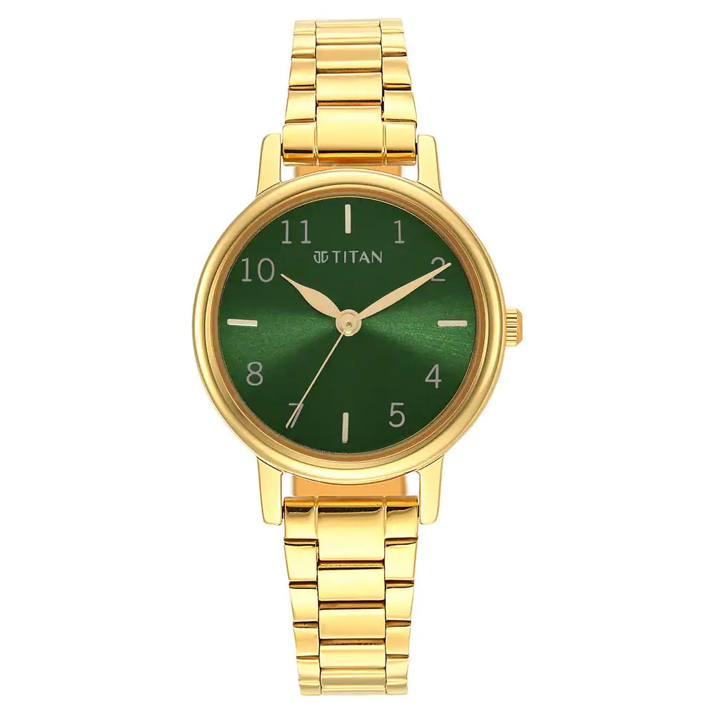 Titan Ladies Karishma Green Dial Metal Strap Watch NT2678YM01