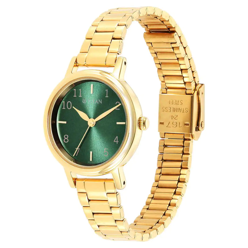 Titan Ladies Karishma Green Dial Metal Strap Watch NT2678YM01