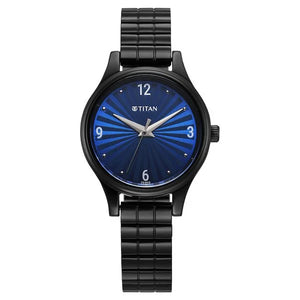 Titan Karishma Quartz Analog Blue Dial Black Stainless Steel Strap Watch For Women 2679nm02 - KRISHNA WATCH COMPANY