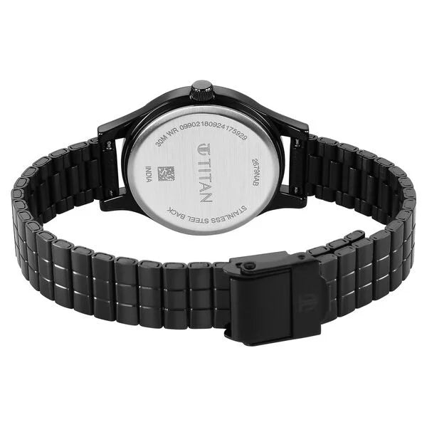 Titan Karishma Quartz Analog Blue Dial Black Stainless Steel Strap Watch For Women 2679nm02
