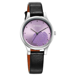 Titan Karishma Quartz Analog Purple Leather Strap for Women - 2679SL01 - KRISHNA WATCH COMPANY