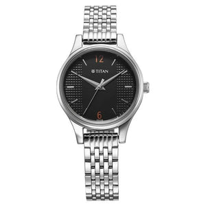 Titan Karishma Quartz Analog Black Dial Silver Stainless Steel Strap Watch For Women 2679sm02 - KRISHNA WATCH COMPANY