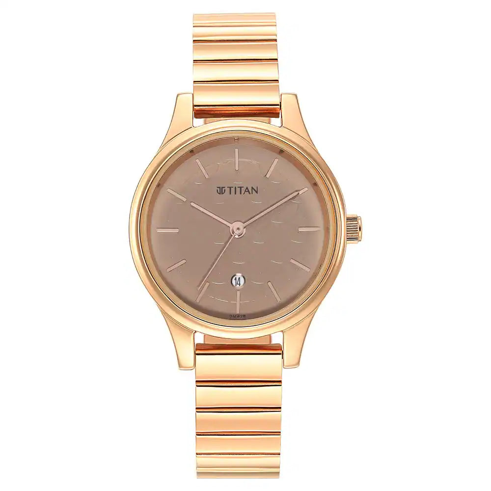 Titan Ladies Karishma Brown Dial Metal Strap Watch 2679WM01