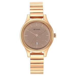 Titan Ladies Karishma Brown Dial Metal Strap Watch - 2679WM01 - KRISHNA WATCH COMPANY
