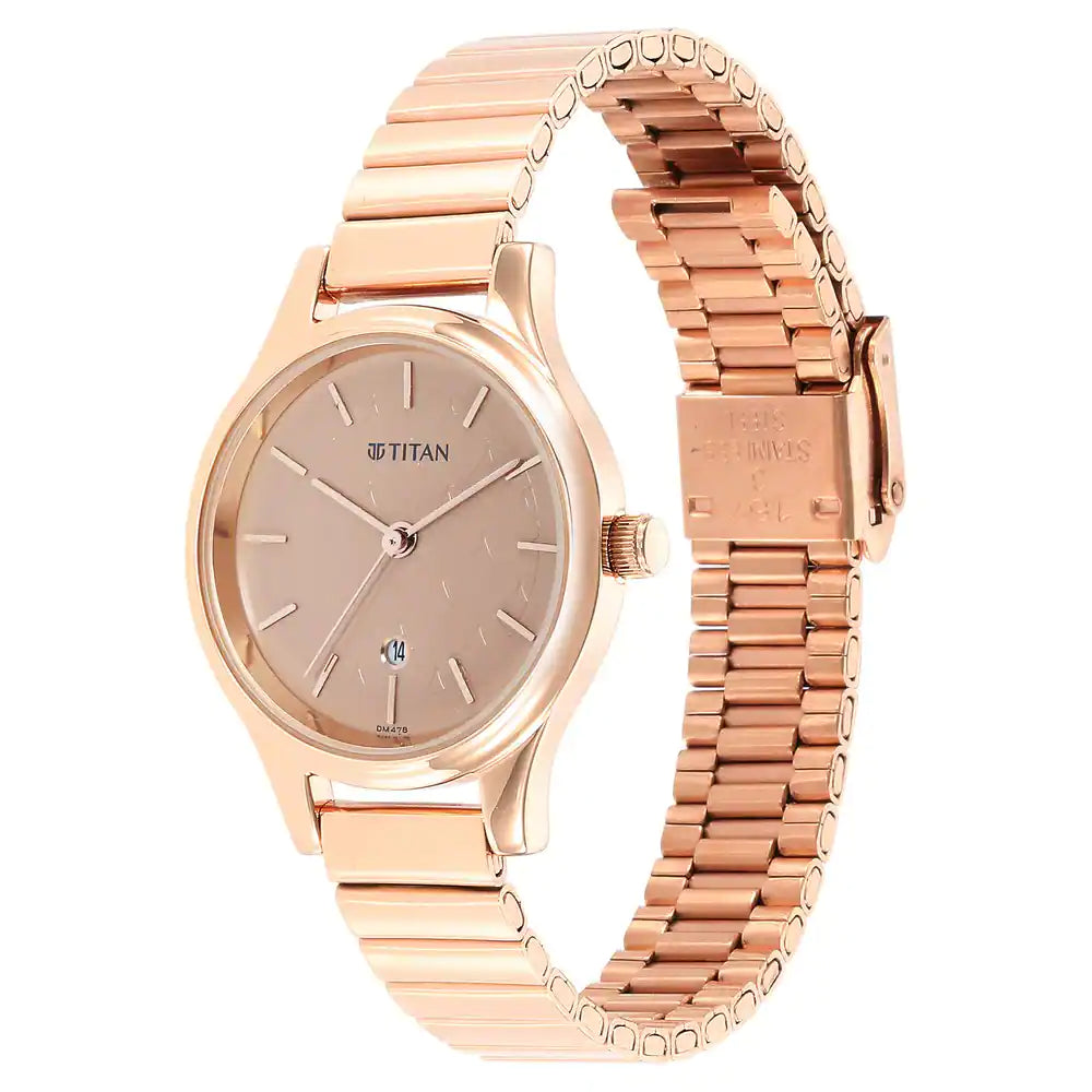 Titan Ladies Karishma Brown Dial Metal Strap Watch 2679WM01