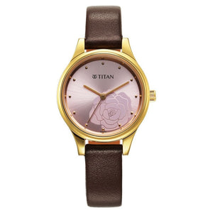 Titan Karishma Quartz Analog Pink Leather Strap for Women - 2679YL02 - KRISHNA WATCH COMPANY