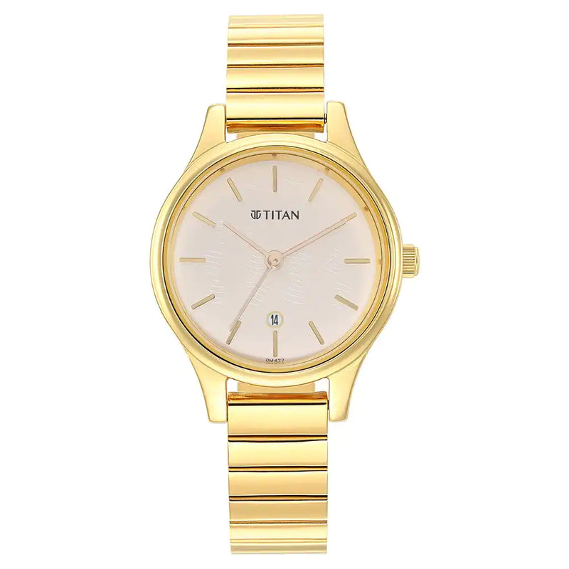 TITAN Ladies Karishma Beige Dial Metal Strap Watch 2679YM01 / NS2679YM01 - KRISHNA WATCH COMPANY