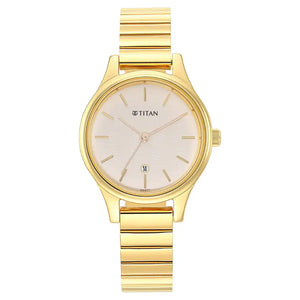 TITAN Ladies Karishma Beige Dial Metal Strap Watch 2679YM01 / NS2679YM01 - KRISHNA WATCH COMPANY