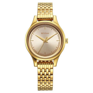 Titan Karishma Quartz Analog Golden Dial Golden Stainless Steel Strap Watch For Women 2679ym02 - KRISHNA WATCH COMPANY