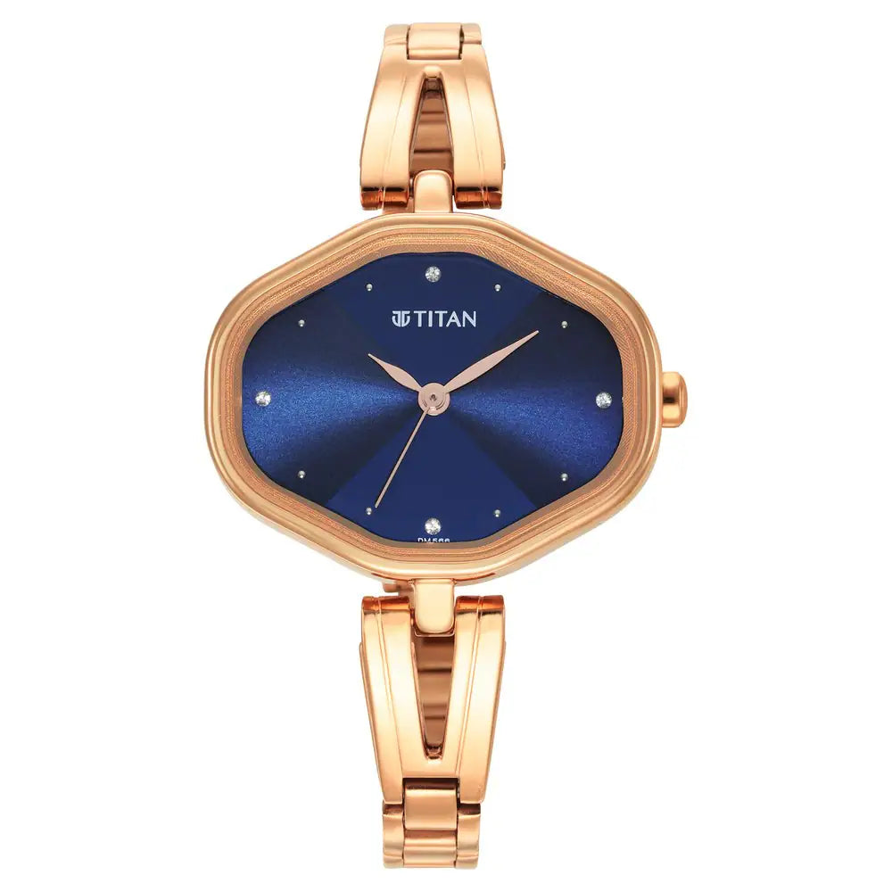 Titan Ladies Karishma Blue Dial Metal Strap Watch - 2680WM01