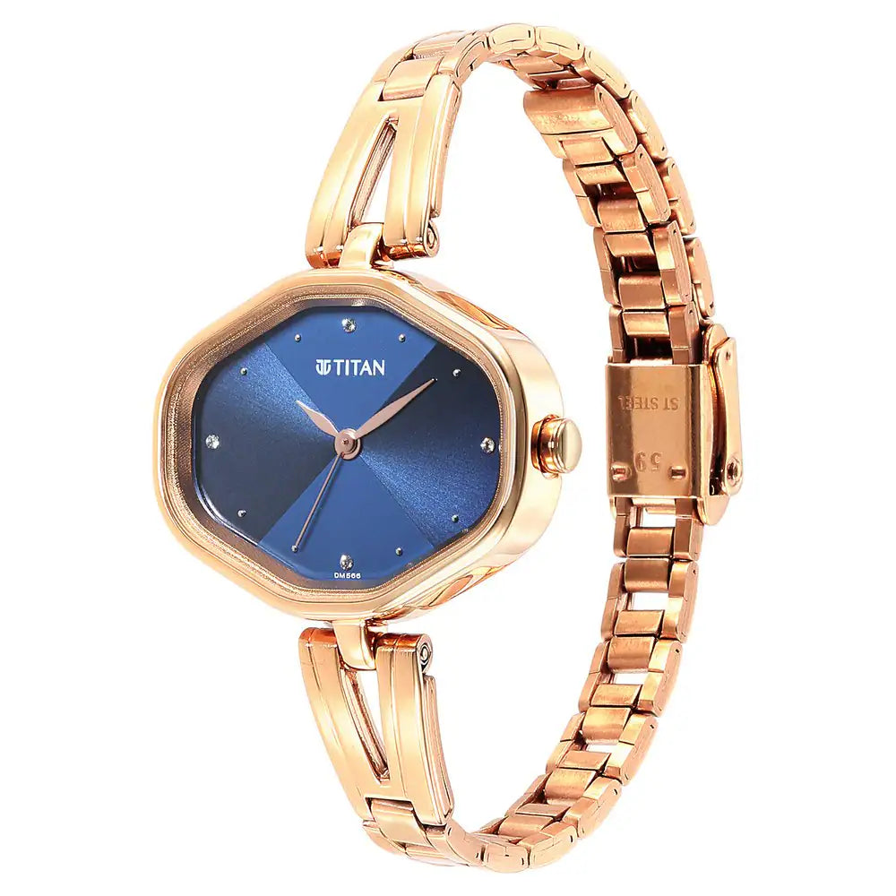 Titan Ladies Karishma Blue Dial Metal Strap Watch  2680WM01