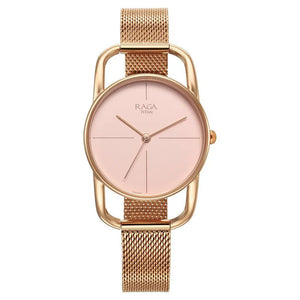 Titan Raga Chic Quartz Analog Pink Dial Metal Strap Watch for Women 2696WM01 - KRISHNA WATCH COMPANY