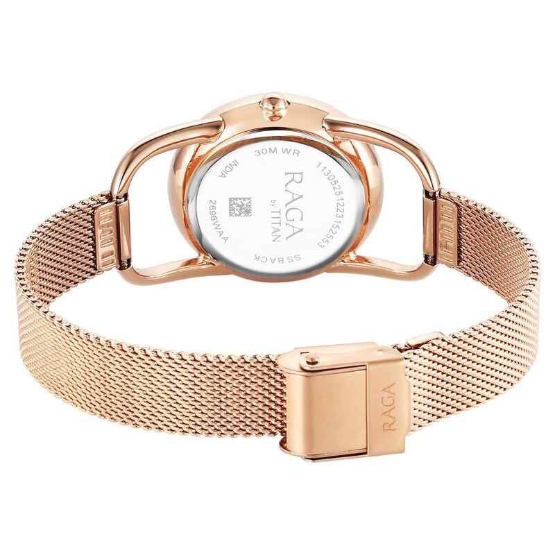 Titan Raga Chic Quartz Analog Pink Dial Metal Strap Watch for Women 2696WM01