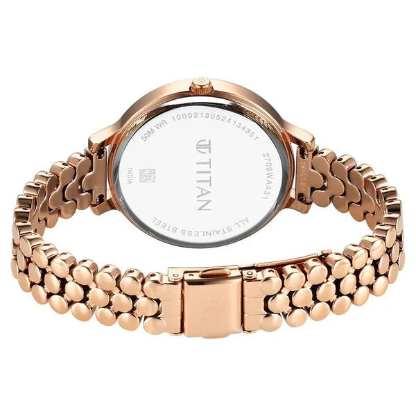 Titan Secluded Quartz Analog Silver Dial Metal Strap Watch For Women 2709wm02