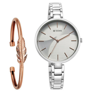 Titan Purple Stackables Quartz Analog Two Toned Dial Stainless Steel Strap Watch for Women 2714SM01F - KRISHNA WATCH COMPANY
