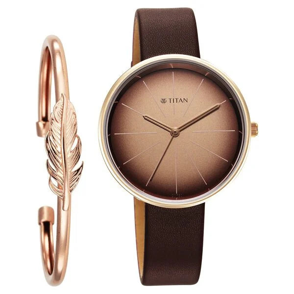 Titan Stackables Quartz Analog Brown Dial Watch For Women - 2718WL1F