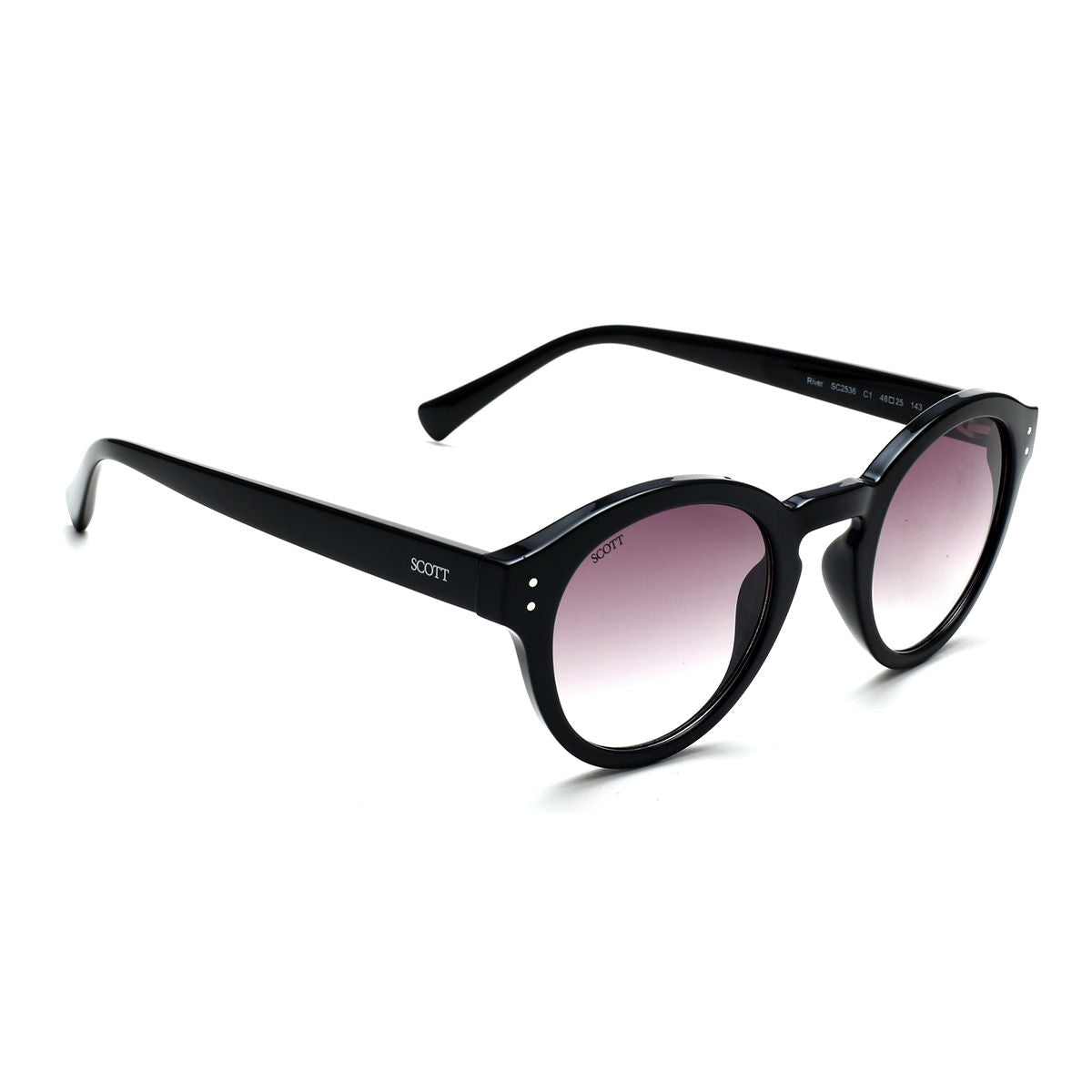 Scott Sunglasses Gradient Grey Lens Round Sunglass Black Frame -SC 2536 C1