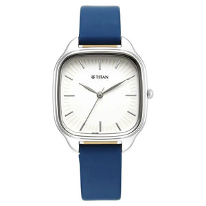 Titan Workwear Quartz Analog Beige Dial Green Leather Strap Watch For Women 2733SL02 - KRISHNA WATCH COMPANY