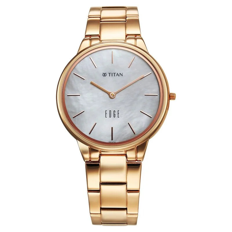 Titan Edge Metal Ladies Allure Quartz Analog Rich Mother Of Pearl Dial Stainless Steel Strap Watch For Women 2734WM01 - KRISHNA WATCH COMPANY