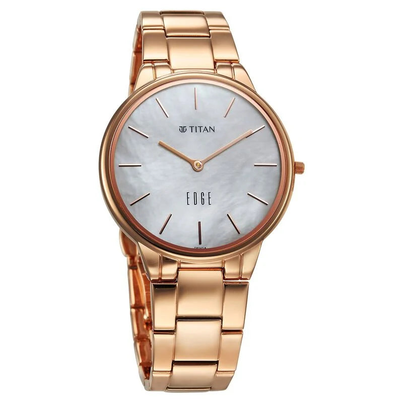 Titan Edge Metal Ladies Allure Quartz Analog Rich Mother Of Pearl Dial Stainless Steel Strap Watch For Women 2734WM01 - KRISHNA WATCH COMPANY