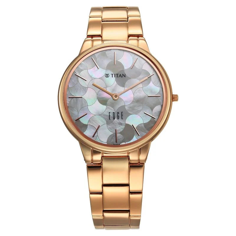 Titan Edge Metal Ladies Allure Quartz Analog Rich Mother Of Pearl Dial Stainless Steel Strap Watch For Women 2734WM02 - KRISHNA WATCH COMPANY