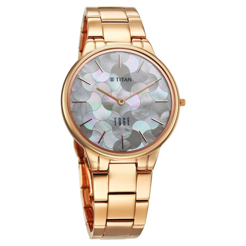 Titan Edge Metal Ladies Allure Quartz Analog Rich Mother Of Pearl Dial Stainless Steel Strap Watch For Women 2734WM02 - KRISHNA WATCH COMPANY