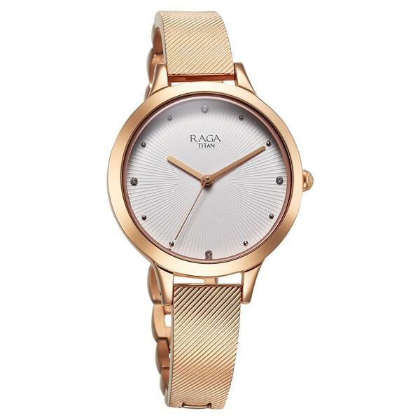 Titan Raga Memoirs Quartz Analog White Dial With Rose Gold Color For Women - 2754WM01