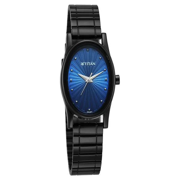 Titan Karishma Quartz Analog Blue Dial Black Stainless Steel Strap Watch For Women 2759nm01 - KRISHNA WATCH COMPANY